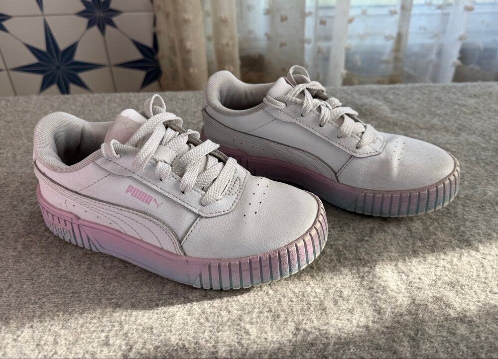 Puma Carina 2.0 Fade Kids White Pink US 3C Sneaker Low Top Basketball Shoe